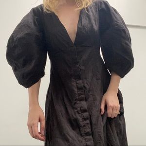 XS Free People Black Lydia Midi Dress